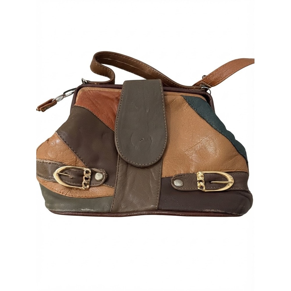 Vintage 1970s Patchwork Leather Boho Crossbody Bag